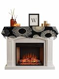 Modern Circular Shapes Fireplace Mantel Scarf 60' x 17' Black Radiation Lines Mantel...