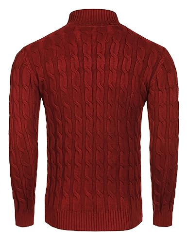 Image of COOFANDY Men's Slim Fit Turtleneck Sweater Casual Twisted Knitted Pullover | Turtleneck Design, Cable Knit Texture with Ultra Stretch, Slim Fit Thermal, Business Casual Office Wear, Fall Winter Clothing