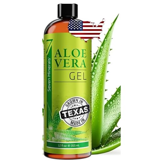 Seven Minerals Organic Aloe Vera Gel from freshly cut 100% Pure Aloe - Big 12oz - HighestQuality, Texas grown, Vegan, Unscented - For Face, Skin, Hair, Sunburn relief