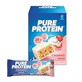Pure Protein Bars - Nutritious, Gluten Free bar, made with Whey protein blend - low sugar, protein snack. Deliciously satisfying. Made in Canada, Strawberry (Pack of 6)