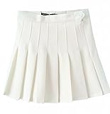 Mixmax Women High Waist Pleated Mini Tennis Skirt (Medium, White)
