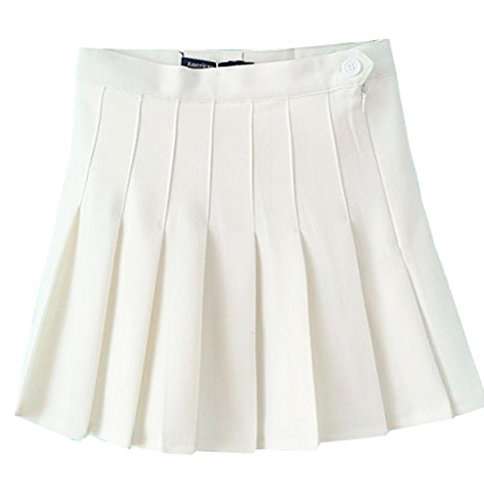 Mixmax Women High Waist Pleated Mini Tennis Skirt (White, Medium)