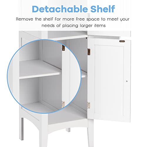 Tangkula Tall Bathroom Storage Cabinet, 5-Tier Wooden Freestanding Tower Cabinet Floor Organizer, Narrow Storage Floor Cabinet W/2 Doors & Shelves For Bathroom Living Room Bedroom Kitchen #TOP6