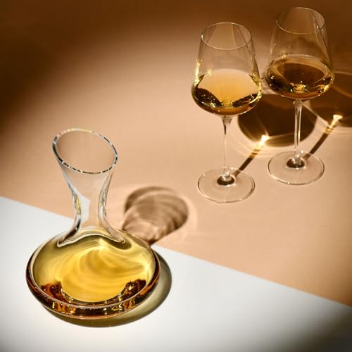 Image of KROSNO Wine Decanter, 25.4 oz, Essence Collection | Carafe for Wine or Alcohol, Lead-Free Crystal Glass, Wine Dispenser, Glass Wine Bottle