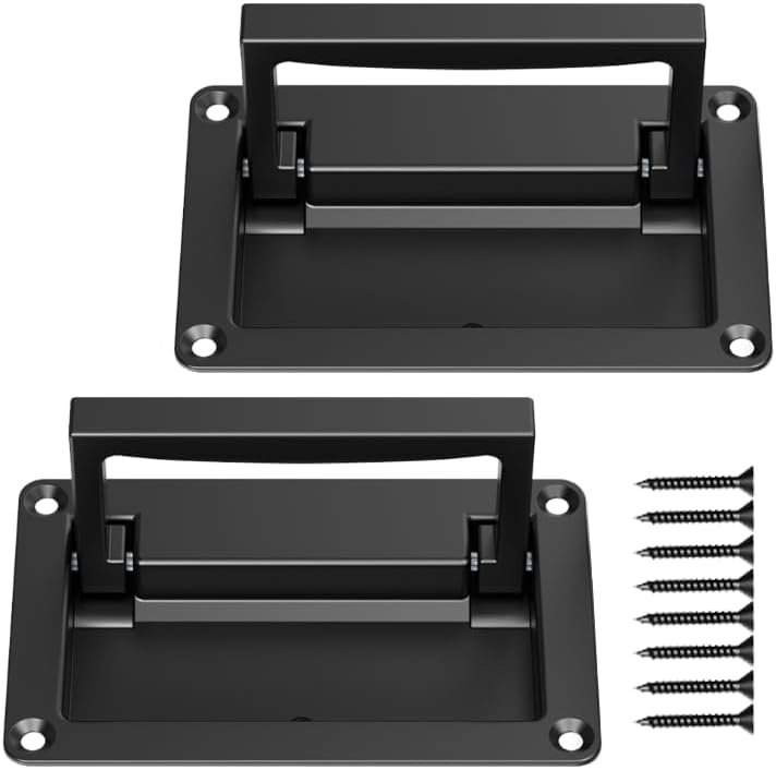 2 Pack Zinc Alloy Recessed Pull Handles Container Handle Black Flush Lift Recessed Door Handle,4.33 Inch