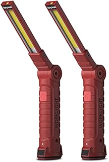 Coquimbo LED Torch, Rechargeable Work Light Inspection Lamp with Magnetic Base 360° Rotate Camping Lights for Home, Workshop and Emergency Use (2 Pack, Red)