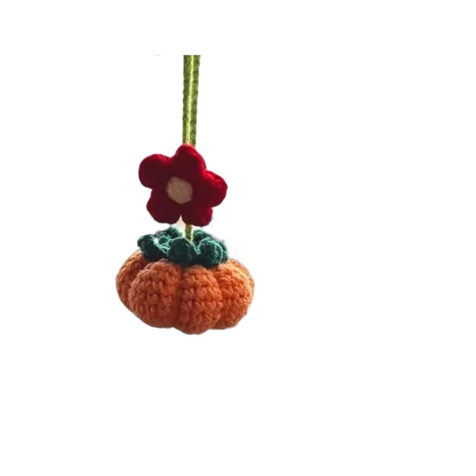 2pcs Handmade Crochet Pumpkin & Flowers Car Hanging Ornament