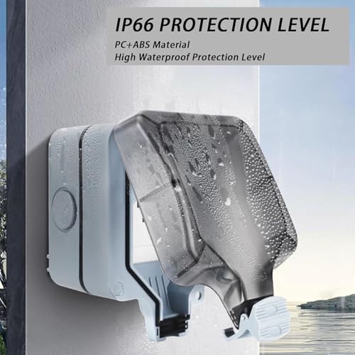 Image of MX Waterproof Universal Socket 13A 250V Outdoor Power Socket Box IP66 Weatherproof Electric Outlet with Protective Cover for Garden Patio Balcony Garage Home Hotel Outdoor Electrical Supply