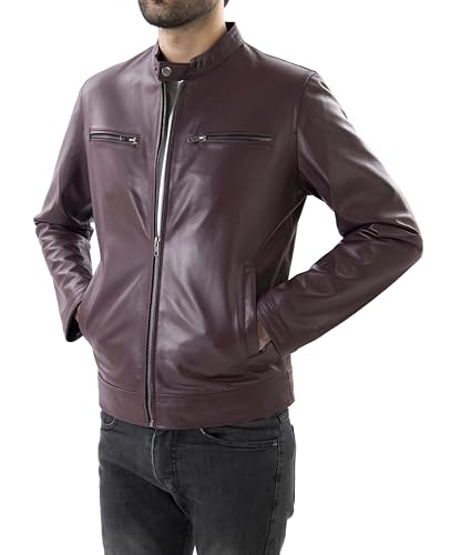 Image of Jild Classical Single Piece Lambskin Leather Jacket Men - Everyday Wear Snap Tab Collar Men's Motorcycle Leather Jacket