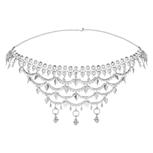 Image of I Jewels Navratri Ethnic Silver Oxidised Traditional Adjustable Boho Waist Chain /Belly Chain /Kamarband For Women