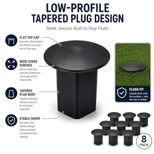 Image of Pangda 8 Pcs Baseball Base Plugs for Baseball Field Rubber Ground Receptacle Plugs for Softball Anchor (Black)
