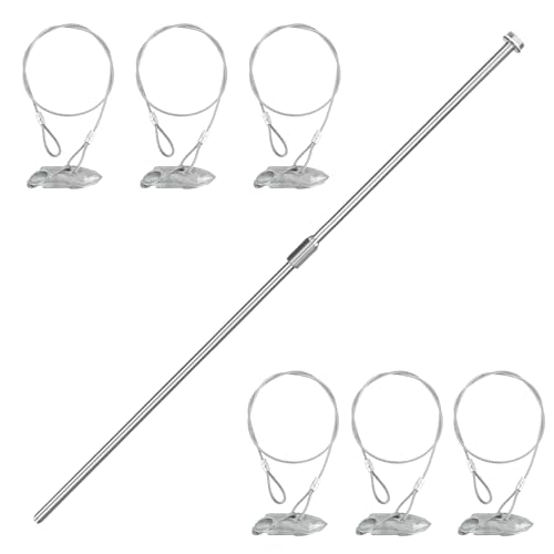 6 Pack Ground Earth Anchors with Drive Steel Stool - Easy Hook Anchor with 30" Long x 1/8" Cable, Ideal for Securing Shed, Fence, Green House, Swing Set and More.