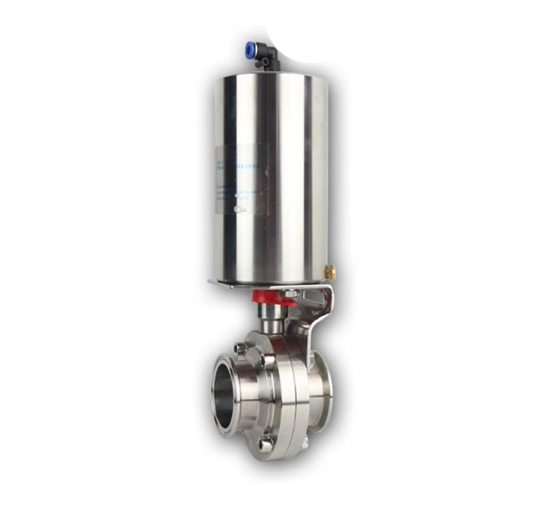 Vanne papillon pneumatique en inox 304 avec actionneur vertical stable
