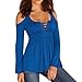 Produktbild Bluse Damen Herbst Shirt Reizvoller Übergröße Einfarbig Bandagen Kalte Schulter Sweatshirt T-Shirt Langarm Oberteil Tops Langarmshirt Lose Hemd Tunika (S-5XL)