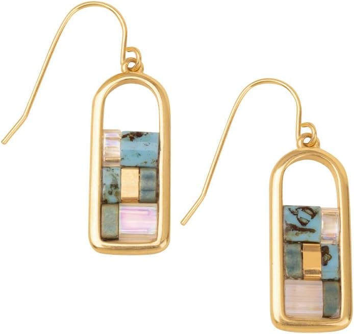 Scout Curated Wears - Good Karma Miyuki Frame Earring - Turquoise/Gold