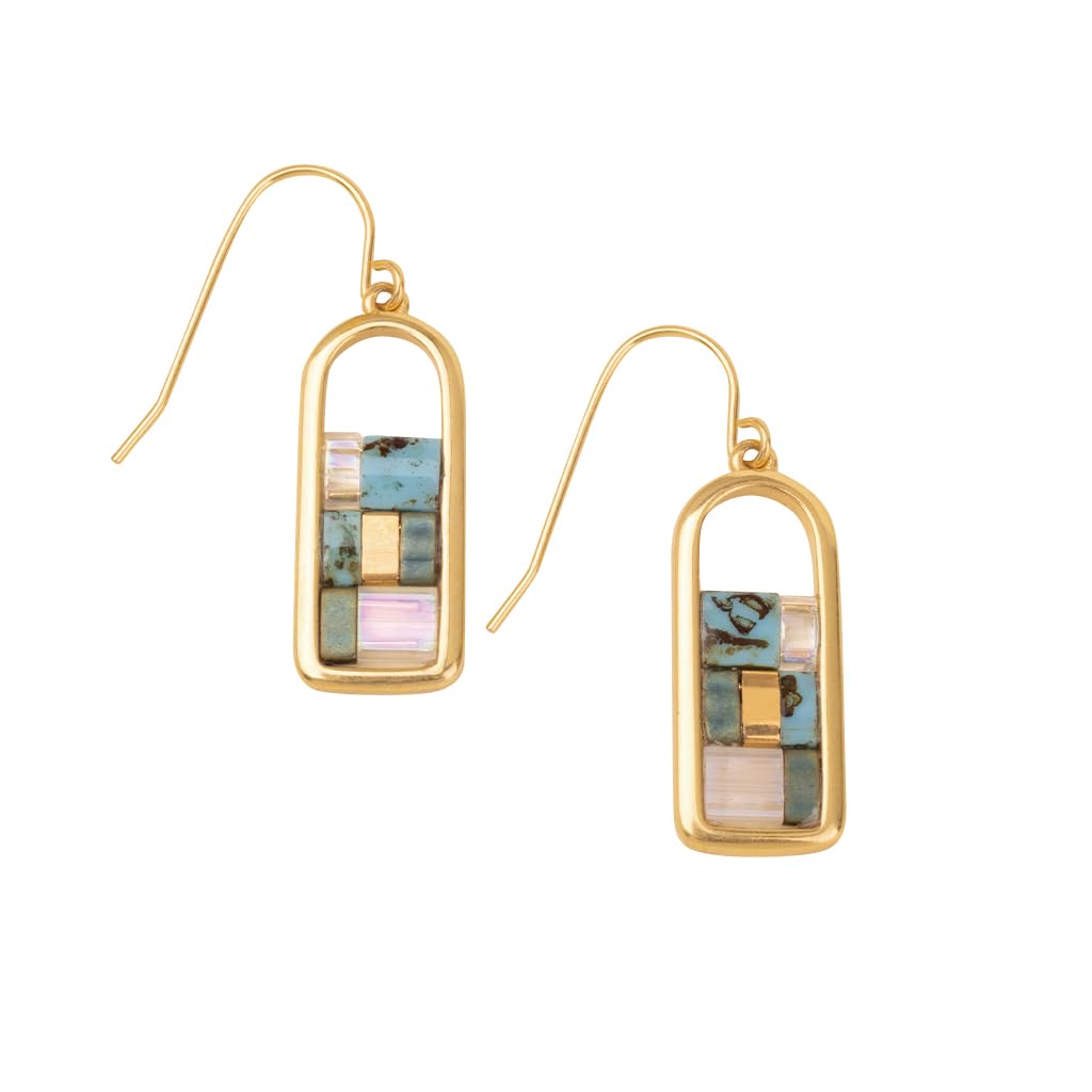 Scout Curated Wears - Good Karma Miyuki Frame Earring - Turquoise/Gold