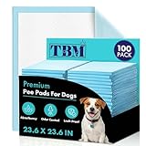 TBM Puppy Pads 100 Count - 23.6' x 23.6' - Super Absorbent Pee Pads for Dogs - Premium Leak-Proof - Pets Potty Training Essentials - Disposable Quick- Dry Pads for Puppies | Cats | Rabbits