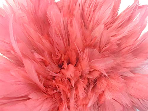 4 Inch Strip - Coral Bleached And Dyed Strung Rooster Schlappen Feathers Craft Supply Halloween | Moonlight Feather #TOP2