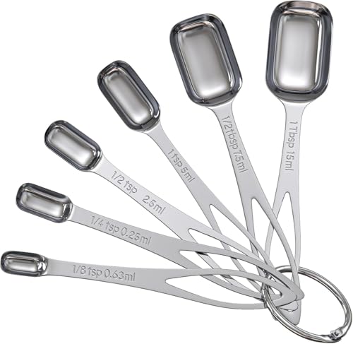 6PCS Stainless Steel Narrow Measuring Spoons Set