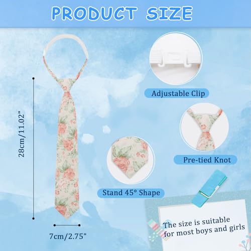 Floral Boys Tie, Cotton Pre-Tied Ties for Boys Girls Wild Flower Kids Neckties for School Wedding Uniform3