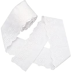 GORGECRAFT 7.5 Yarda Algodón Encaje Ribete Ojal Bordado Tela Cortina Mantel Slipcover Nupcial DIY Ropa/Accesorios para DIY Artesanía Costura Boda Decoración 80Mm Ancho