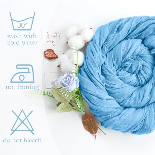 pepmily 8 Pack Baby Blue Cheesecloth Table Runner 10ft Boho Gauze 120 Inch Cheese Cloth Table Runner Rustic Sheer for Spring Holiday Baby Shower Party Décor Home Wedding Decoration by pepmily - Used condition - Image 4