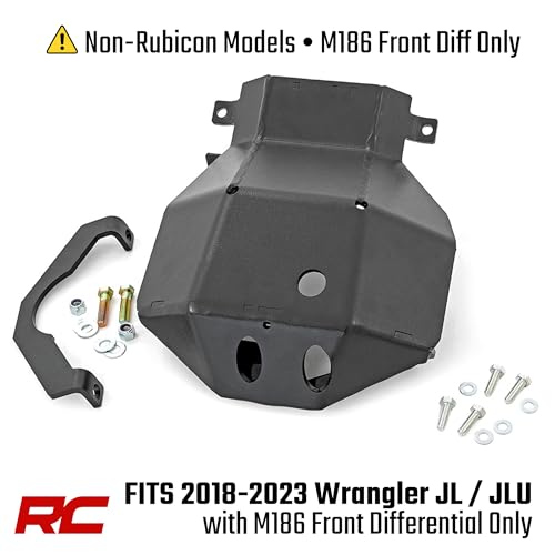 Image of Rough Country Front M186 Diff Skid Plate for 18-23 Jeep Wrangler JL - 10623,Black