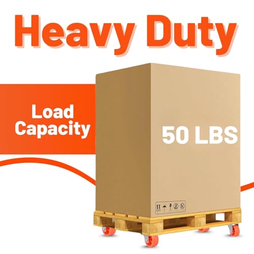 Image of 2 Inch Single Wheel Furniture Castor Wheels, Heavy-Duty Puff Caster Wheels for Centre Table & Furniture, 150 kg Load Capacity (Orange, Pack of 4)