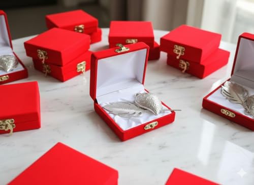 Image of German Silver Haldi Kumkum Box with Tilak Stick for Wedding Favors, Return Gift, Baby Shower Gift