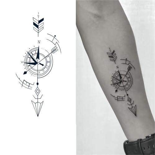 2pcs Small Arm Arrow Compass Juice Tattoo Stickers for Men