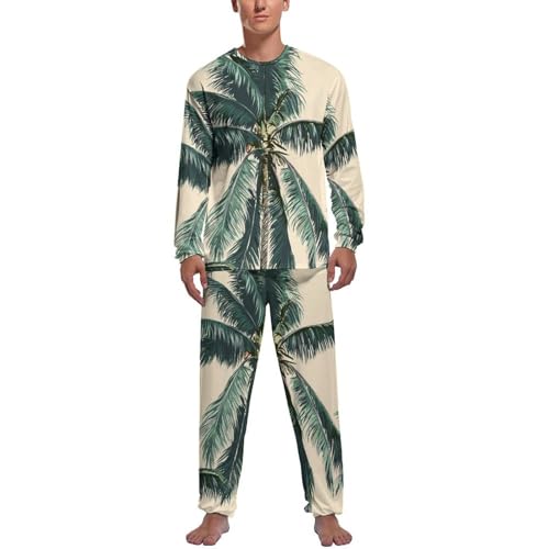 Pyjama homme ensemble haut manche longue pantalon vêtements de nuit imprimé Palmier