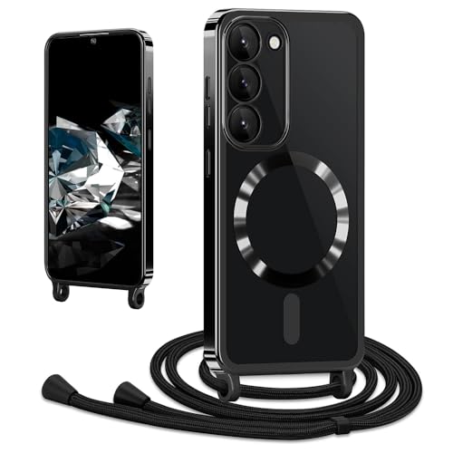 CaseLover Magnetische Handyband für Samsung Galaxy S22 Hülle mit Band Klare Silikon Necklace Handyhülle mit Kordel zum Umhängen Stossfest Kameraschutz Bumper Schutzhülle für Samsung S22 5G, Schwarz CaseLover Magnetische Handyband für Samsung Galaxy S22 Hülle mit Band Klare Silikon Necklace Handyhülle mit Kordel zum Umhängen Stossfest Kameraschutz Bumper Schutzhülle für Samsung S22 5G, Schwarz