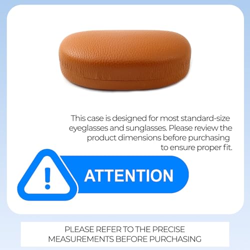 Image of Calabria HC-7 Hard Shell Eye Glasses Case PU Leather Felt Extra Large Sunglass Holder Snap Closure Men Women Neutral Durable