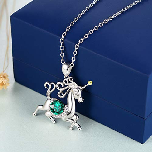 Dorella Christmas Jewelry Gifts Emerald Necklace For Daughter Birthday Gifts Teen Girls Unicorn Necklace Sterling Silver Animal Jewelry #TOP2