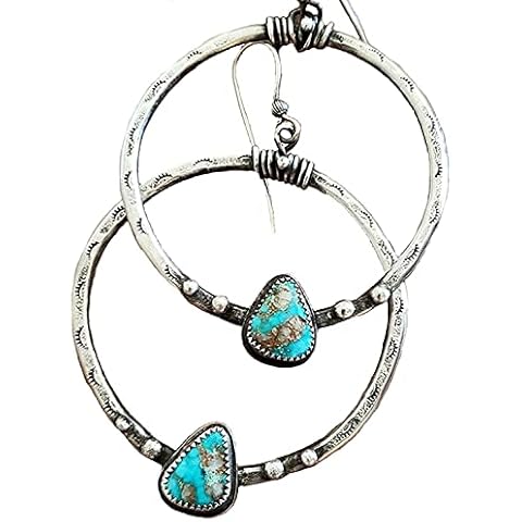 Western National Style Vintage Turquoise Circle Earrings Cover