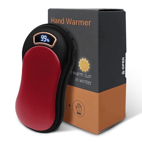 Electric Hand Warmer Rechargeable Red 1 Pack 8000mAh Portable Reusable Hot Hand Warmers Cold Winter Hunting Camping Golf Gear Accessories Parents Friends Gifts for Christmas