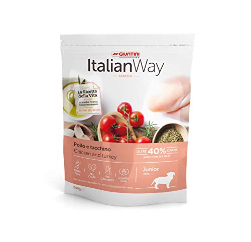 Italian Way Nourriture pour Chiens Junior Starter Poulet et Dinde  Mini  8 kg