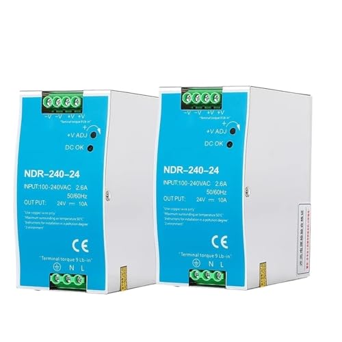 Fuente alimentación industrial 240W NDR-240-24 conmutada carril DIN AC DC 24V