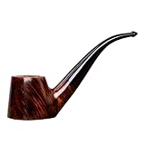 Aouuec Pipa classica in legno per tabacco, design curvo, marrone scuro immagine