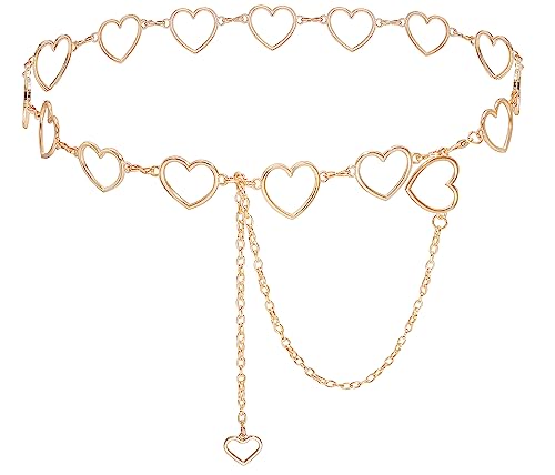Metal Waist Chain Women - Love Hearts Pendant Adjustable Link Belt