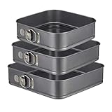 Juego de moldes cuadrados for pasteles, antiadherentes, resistentes al óxido, fondos removibles for hornear Pizzas, tartas de queso, utensilios de cocina for horno, 3 uds.(20 22 24CM)