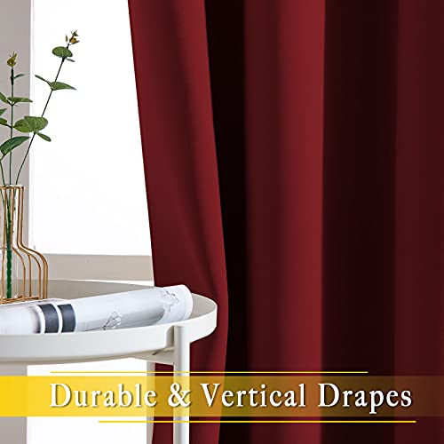 NICETOWN Glass Door Curtains for Window, Wide Thermal Curtain Panels, Sliding Door Drapes, Extra Wide Curtains (Burgundy Red, 80 inches Wide x 84 inches Long)