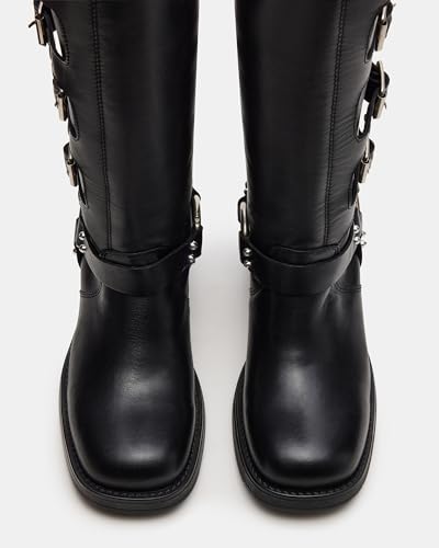 Steve Madden Steve Madden Women's Rocky Knee Boot, Black Leather, 6.5