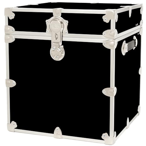 Rhino Trunk & Case Leather Embossed Vinyl Cube Trunk, College Chest, Home Storage, Dorm Seat, Lockable Student Footlocker, Strong Trunks, 1000+ Pounds Sitting Capacity 18
