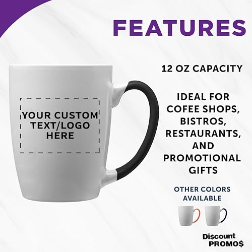 DISCOUNT PROMOS Custom Java Two-Tone Coffee Mugs 12 oz Set of 10/50/100 Personalized Bulk Pack for Coffee Tea Espresso Hot Cocoa Other Beverages - Black - Image 2