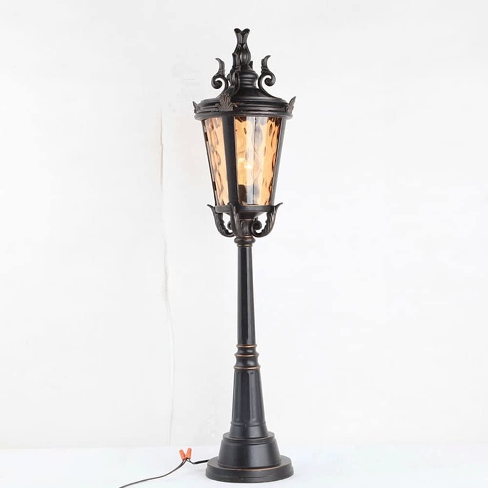 Farol de pilar de vidrio 0,9m para exteriores, lámpara de jardín impermeable para iluminación