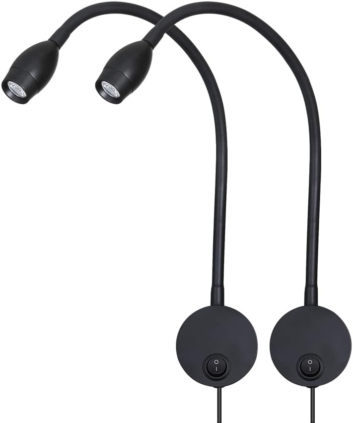 LED 독서 램프 3W 웜 화이트 3000K 독서 책 블랙 플러그 코드 2개 (RS032) — 사진 1