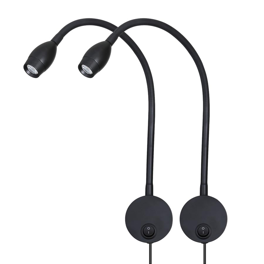 Image of LED Reading Lamp 3W Warm White 3000K for Reading Books Black Plug Cord 2PCS (RS032)