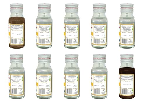 Image of BlueStar Food Flavour | Essence ASSORTED (20ml Pack of 10 bottles) (1 bottle each of Vanilla, Chocolate, Kewra, Pineapple, Rose, Cardamom, MixFruit, Orange, Kesar and Mango)