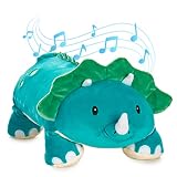 MELODY MATES Memory Foam 15” Pillow Plush with Wireless Headphone Speakers Imbedded to Play Music, Videos, or Soothing White Noise only Audible to Child Holding The Pillow - Rory The Triceratops